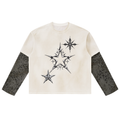 Unisex Vintage Wash Leopard Paneled Layer T-Shirt